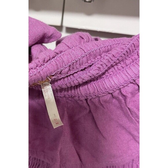 Free People Midi Dress Lush Life Linen Strapless Smocked Opera Mauve Size M New - Picture 9 of 11